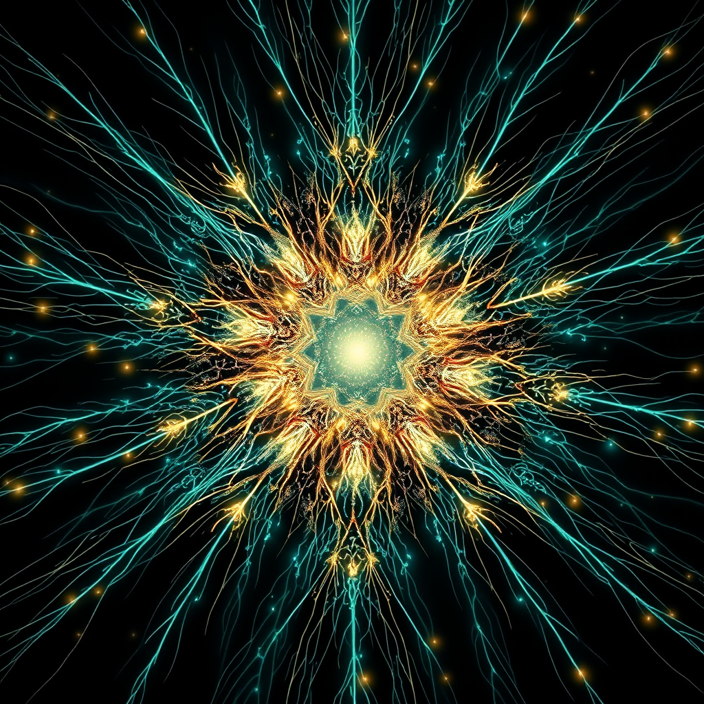 Radiating neural bloom of light